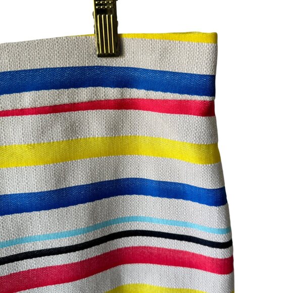 J. Crew Colorful Jacquard Stripe Pencil Skirt Straight Skirt Lined Fringe Hem - Picture 11 of 16